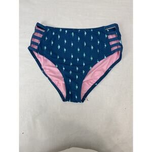 Lilly Pulitzer Rumy Bikini Bottoms Cutout Macaw Blue Coconut Row Dot NWOT Size 4